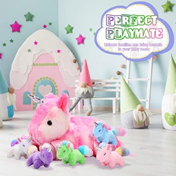 Sumind Unicorn Mommy Stuffed Animal with 5 Baby Unicorns