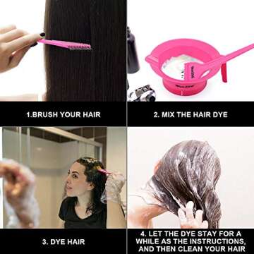 Hair Dye Coloring Kit, Includes Hair Color Mixing Bowl, Tinting Brushes, Sharp Tail Comb for Hair Dyeing, DIY Hairdressing Tools Set 3PCS, at Home or Salon Beauty Use Supplies