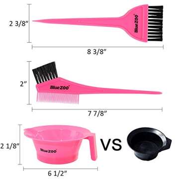 Hair Dye Coloring Kit, Includes Hair Color Mixing Bowl, Tinting Brushes, Sharp Tail Comb for Hair Dyeing, DIY Hairdressing Tools Set 3PCS, at Home or Salon Beauty Use Supplies
