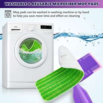 Reusable Mop Pads Compatible with Swiffer Wet Jet, Wet Jet Pads Refills for Swiffer Mop, Microfiber Replacement Pads for Hardwood Floor Cleaning, Dry Wet Mopping Cloths for 12" Wet Jet Refill, 4 Pack