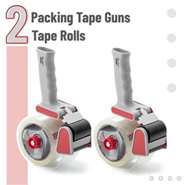 Mr. Pen - Packing Tape Dispenser Gun 2-Inch, 2 Pack with 2 Rolls Tape, Heavy Duty Packing Tape with ...