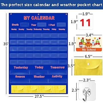 Kids Learning Calendar Pocket Chart for Homeschooling