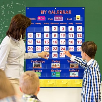 Kids Learning Calendar Pocket Chart for Homeschooling