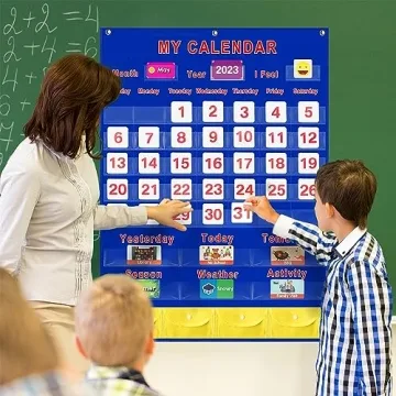 Kids Learning Calendar Pocket Chart for Homeschooling