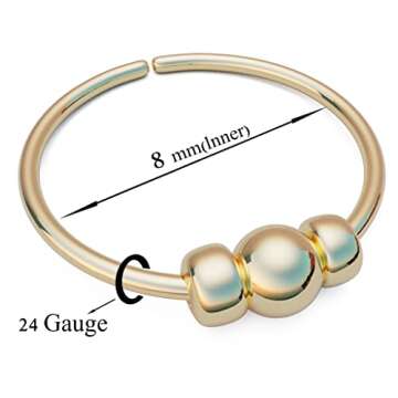 Gold Beaded Nose Ring - Dainty 8mm Hoop 24 Gauge Gold Beads Piercing – Snug 14K Gold Filled Nose Piercings – Body Jewelry Piercing Hoops – Gift Ready Purchase