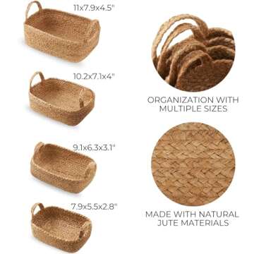 Beautiful Jute Storage Basket Set for Home Organization