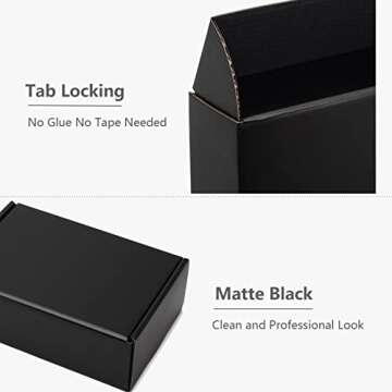 Timirog 9x6.5x2 Inches Black Shipping Boxes 25 Pack - Corrugated Cardboard Mailing Box for Small Business, Tab Locking Literature Mailer Packaging Supplies for Packing Digest Size Book Gifts Craft DVD
