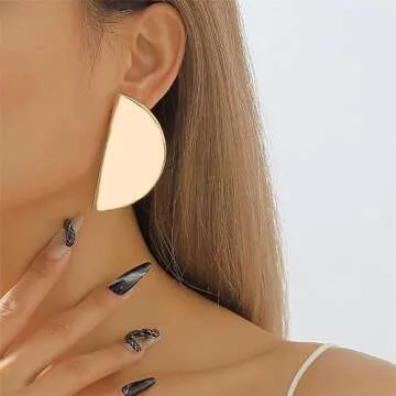 Textured Half-round Dangle Statement Earrings for Women