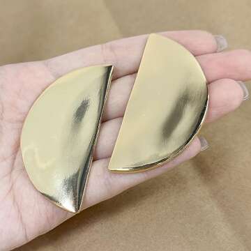 Textured Half-round Dangle Statement Earrings for Women