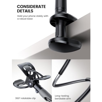 Lamicall Gooseneck Phone Holder for Bed - Versatile Clamp & Long Arm