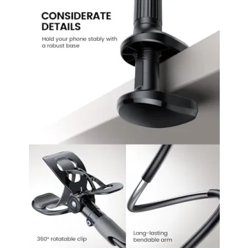 Lamicall Gooseneck Phone Holder for Bed - Versatile Clamp & Long Arm