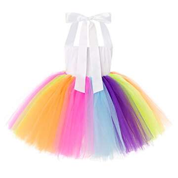 Soyoekbt Girls Unicorn Costume LED Light Up Unicorn Princess Dress Birthday Party Outfit Halloween Tutu Dress with Headband Rainbow Sequin+Rainbow Led 5-6Years