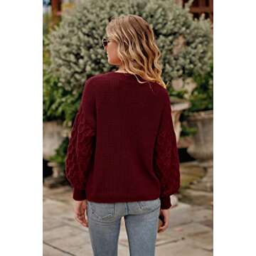 PRETTYGARDEN Women's 2024 Winter Pullover Sweater Casual Long Sleeve Crewneck Loose Chunky Knit Jumper Tops Blouse (Red,Small)