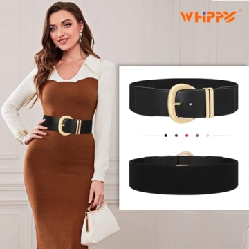 Stylish WHIPPY Women Wide Elastic Waist Belt with Buckle