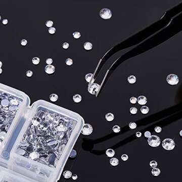 Outuxed 5904pcs Clear Hotfix Rhinestones 7 Mixed Size Crystal Flat Back Rhinestone Crafts Round Glass Gemstone with Tweezers and Picking Rhinestone Pen (2-6.5mm)