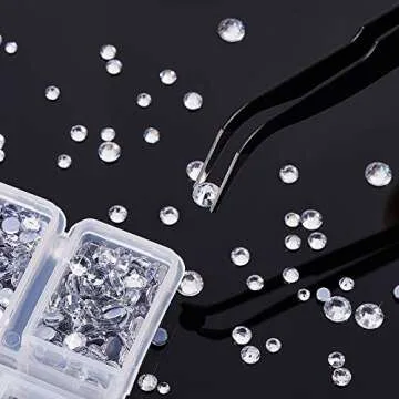 Outuxed 5904pcs Clear Hotfix Rhinestones 7 Mixed Size Crystal Flat Back Rhinestone Crafts Round Glass Gemstone with Tweezers and Picking Rhinestone Pen (2-6.5mm)