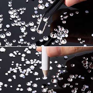 Outuxed 5904pcs Clear Hotfix Rhinestones 7 Mixed Size Crystal Flat Back Rhinestone Crafts Round Glass Gemstone with Tweezers and Picking Rhinestone Pen (2-6.5mm)