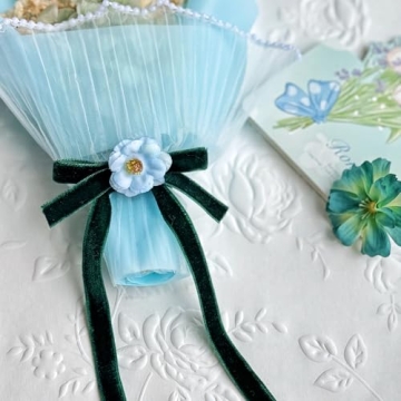 QIANF Vintage Green Velvet Ribbon – Elegant Crafting Accessory