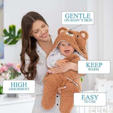 Baby Swaddle Blanket Bear 0-6 Months Cute Organic Ultra Soft Plush NewBorn Baby Essentials Must Have...