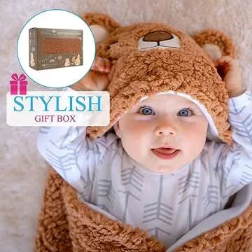 Baby Swaddle Blanket Bear 0-6 Months Cute Organic Ultra Soft Plush NewBorn Baby Essentials Must Have Infants Girls Boys Gender Neutral Stuff, Registry Gift Receiving Swaddling Wrap Clothes Shower Gift