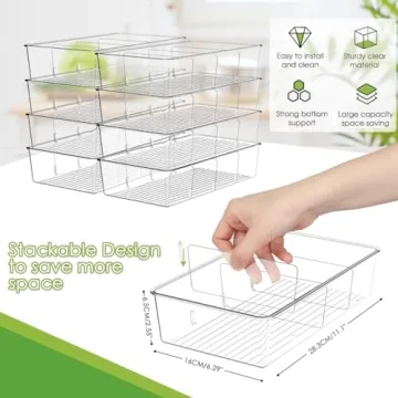 ZIZOTI Clear Pantry Organizer Bins with Removable Dividers
