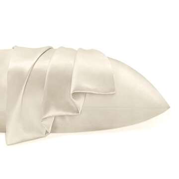 BEDELITE Satin Pillowcase for Hair and Skin, Super Soft and Cooling Similar to Silk Pillow Cases 2 Pack with Envelope Closure, Gift for Women Men(20"x26" Standard Size, Beige)