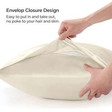 BEDELITE Satin Pillowcase for Hair and Skin, Super Soft and Cooling Similar to Silk Pillow Cases 2 Pack with Envelope Closure, Gift for Women Men(20"x26" Standard Size, Beige)