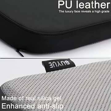 BUYUE Enhanced Anti-Slip Magnetic Bar Stool Cushions Set of 4, Luxury PU Leather Waterproof Small Seat Cushions for Café Bistro Stackable Metal Stools (Square, Black, 4)