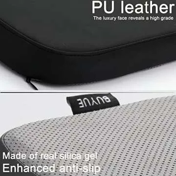 BUYUE Enhanced Anti-Slip Magnetic Bar Stool Cushions Set of 4, Luxury PU Leather Waterproof Small Seat Cushions for Café Bistro Stackable Metal Stools (Square, Black, 4)