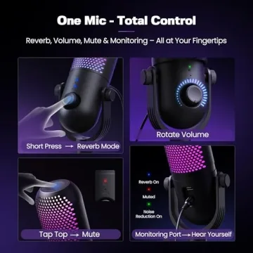 Professional USB Microphone with RGB Lights for Gaming