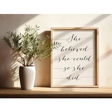 She Believed She Could So She Did Art Print - 8x10 (Unframed) | Inspiring Art Print to Celebrate the Power of Belief | Motivational Wall Décor | Wall Art for Home or Office | Home Décor | Wall Décor