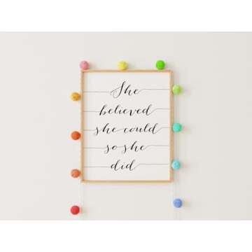 She Believed She Could So She Did Art Print - 8x10 (Unframed) | Inspiring Art Print to Celebrate the Power of Belief | Motivational Wall Décor | Wall Art for Home or Office | Home Décor | Wall Décor