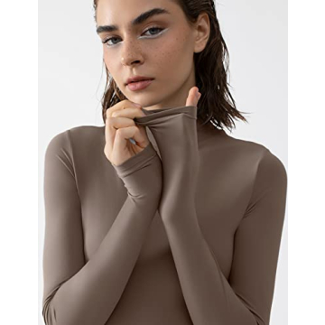 PUMIEY Women's Mock Neck Long Sleeve Bodysuit - Fashion & Comfort