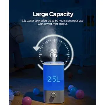 raydrop Cool Mist Humidifier Diffuser, 2.5L Essential Oil Diffuser, Top Fill Humidifier for Bedroom, Home and Office, Baby Humidifier with Adjustable Mist Output, Dial Knob, Auto Shut Off (White)