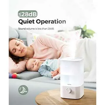 raydrop Cool Mist Humidifier Diffuser, 2.5L Essential Oil Diffuser, Top Fill Humidifier for Bedroom, Home and Office, Baby Humidifier with Adjustable Mist Output, Dial Knob, Auto Shut Off (White)