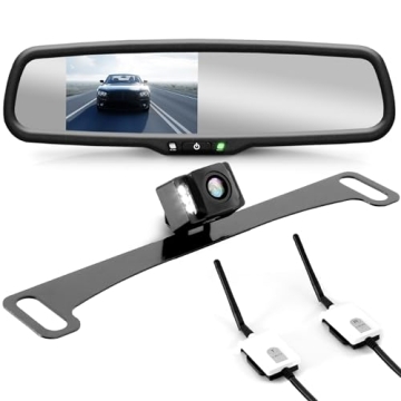 Pyle Wireless Backup Rear View Camera with 4.3” Mirror LCD & Night Vision