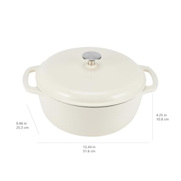 Enameled Cast Iron Dutch Oven, 4.3 Qt, White