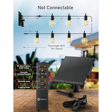 Brightown 58FT Solar String Lights with Remote Control
