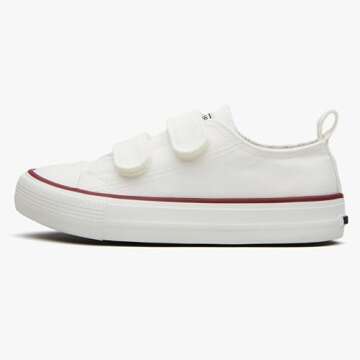 Classic White Adjustable Strap Sneaker for Toddlers 2-5
