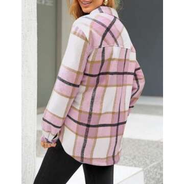 luvamia Warm Jackets For Women Women'S Fleece Jackets & Coats Women'S Quilted Lightweight Jackets Shackets Fall Women Winter Jackets For Womens Cute Outfits Winter Fall Shirts Mauve Plaid Size Medium