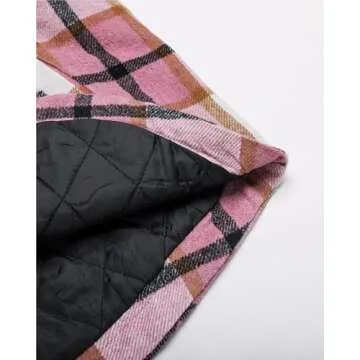 luvamia Warm Jackets For Women Women'S Fleece Jackets & Coats Women'S Quilted Lightweight Jackets Shackets Fall Women Winter Jackets For Womens Cute Outfits Winter Fall Shirts Mauve Plaid Size Medium