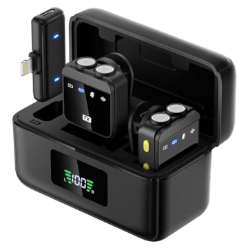 WNH Wireless Lavalier Microphone for iPhone, Android, Lapel Mini Microphone with 2 Pickups, 70Hrs Ba...