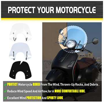 Sport Bikes Scooter Windscreen Windshield Flyscreen Wind Screen Deflector Protector for Vespa LX 150 125 50 LX125 LX150 LX50 GT200 GT 200 GTS250 GTS300 GTS 250 300 125 Super Sport Bj (Light Smoke)
