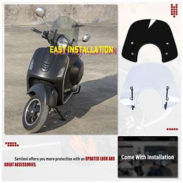 Sport Bikes Scooter Windscreen Windshield Flyscreen Wind Screen Deflector Protector for Vespa LX 150 125 50 LX125 LX150 LX50 GT200 GT 200 GTS250 GTS300 GTS 250 300 125 Super Sport Bj (Light Smoke)