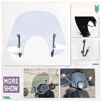 Sport Bikes Scooter Windscreen Windshield Flyscreen Wind Screen Deflector Protector for Vespa LX 150 125 50 LX125 LX150 LX50 GT200 GT 200 GTS250 GTS300 GTS 250 300 125 Super Sport Bj (Light Smoke)