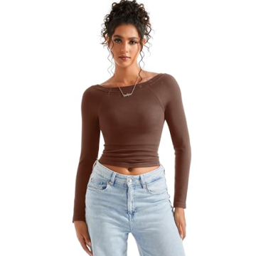 SUUKSESS Seamless Ribbed Long Sleeve Crew Neck Top - Fashion-Forward Essential for Fall