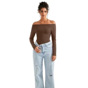 SUUKSESS Seamless Ribbed Long Sleeve Tops for Women