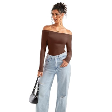 SUUKSESS Seamless Ribbed Long Sleeve Tops for Women