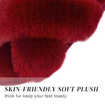 Parlovable Women's Fuzzy Slippers Comfy Cross Band House Shoes Memory Foam Open Toe Indoor Gifts for...