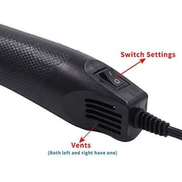 mofa emboss Heat Gun, Hot Air Gun Tools Shrink Gun with Stand For DIY Embossing And Drying Paint Multi-Purpose Electric Heating Nozzle 300W 110V (Black,Black)